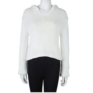 T Alexander Wang White Knit Cropped Hoodie Small